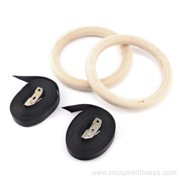 Gymnastic Wooden Rings Nylon Strap Gym Gymnastic Rings